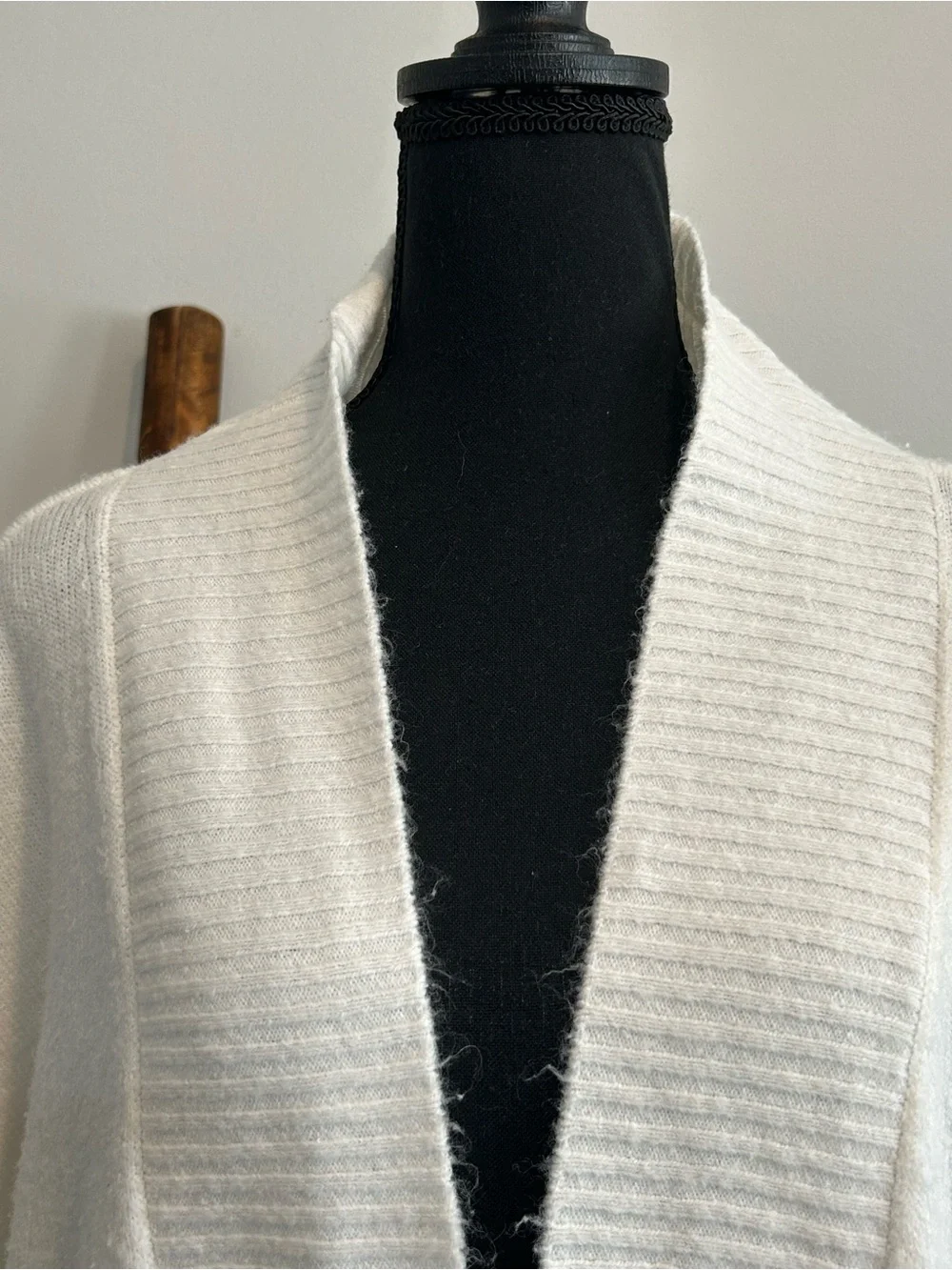 Vince Camuto Ivory Open-Front Pom-Sleeve Cardigan Size Large